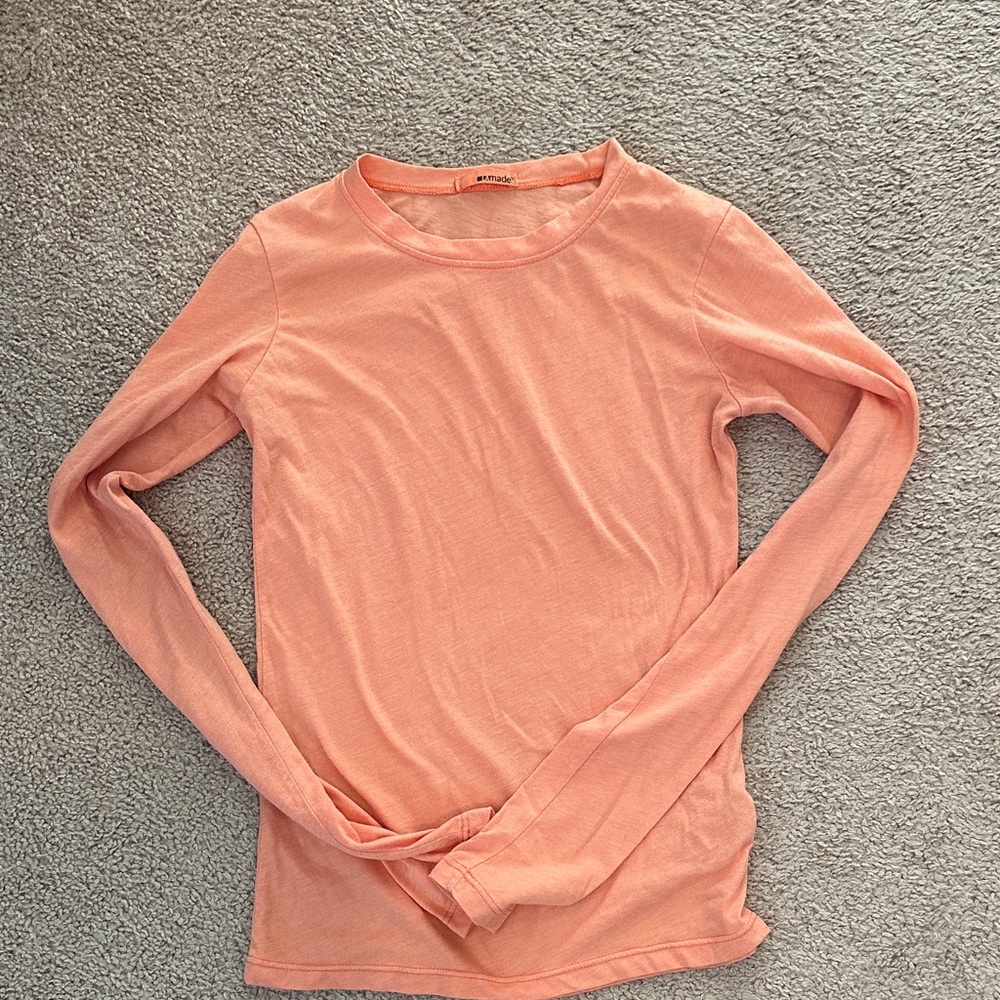 LA Made Coral Long Sleeve Crewneck Top
